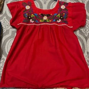 Lovely red Mexican Fiesta blouse
